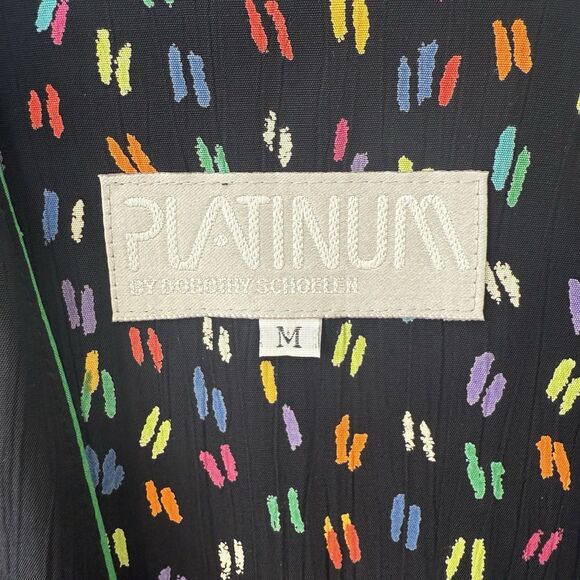 Vtg PLATINUM DOROTHY SCHOELEN Jacket Medium Black Folk Art Boho Oversized USA - Picture 7 of 13